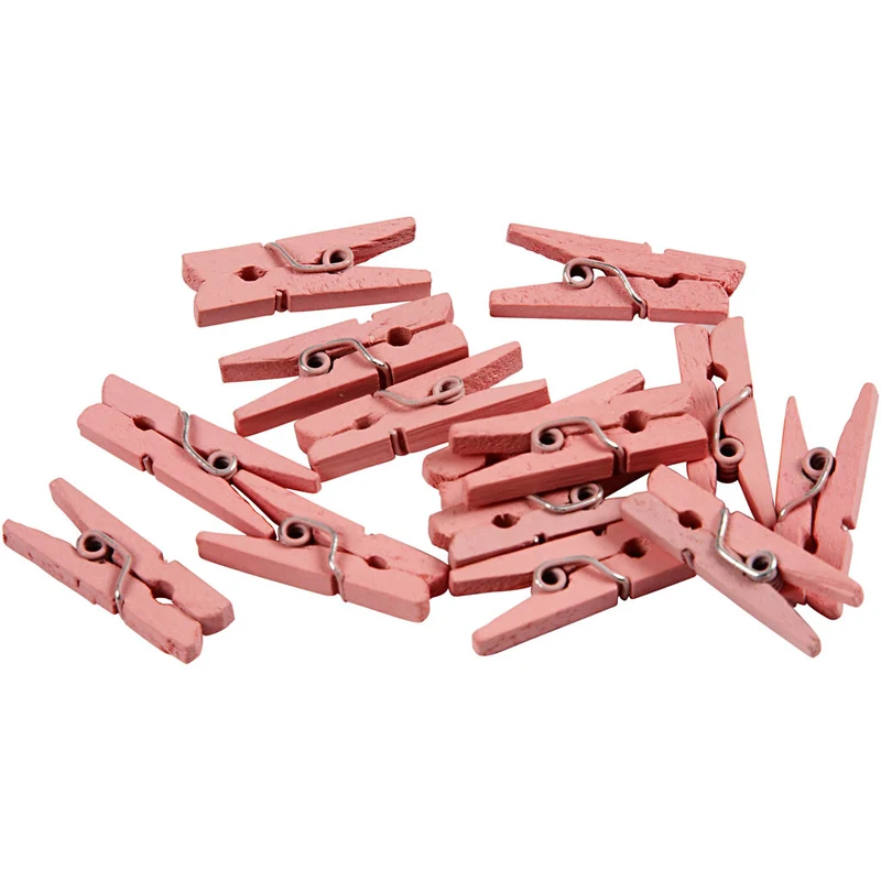 Mini-Wäscheklammern, L 25 mm, B 3 mm, Rosa, 36 Stk/ 1 Pck [HOB-56437]