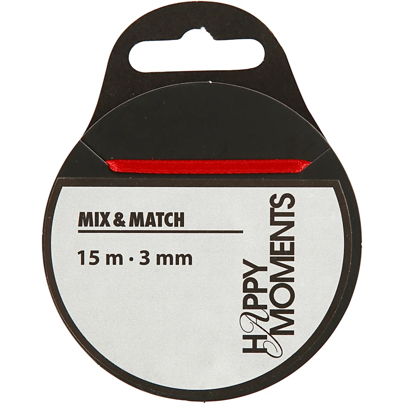 Satinband, B 3 mm, Rot, 15 m/ 1 Rolle [HOB-513701]
