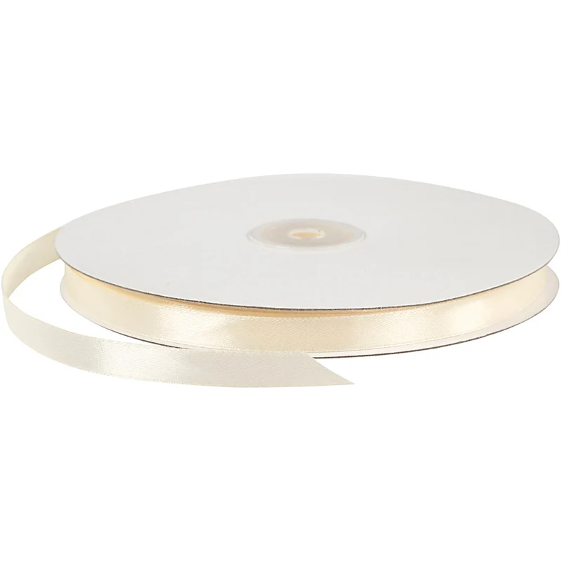 Satinband, B 10 mm, Naturweiß, 100 m/ 1 Rolle [HOB-51367]