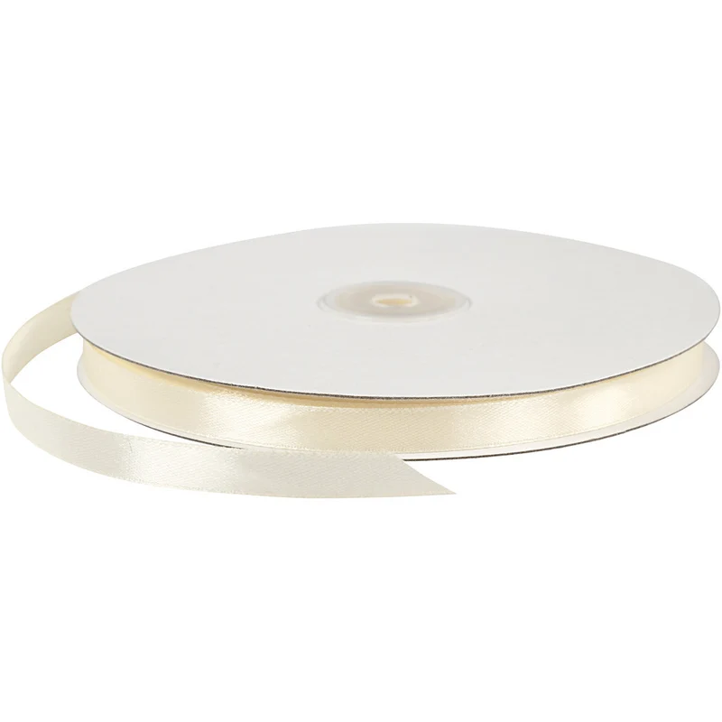 Satinband, B 10 mm, Naturweiß, 100 m/ 1 Rolle [HOB-51367]