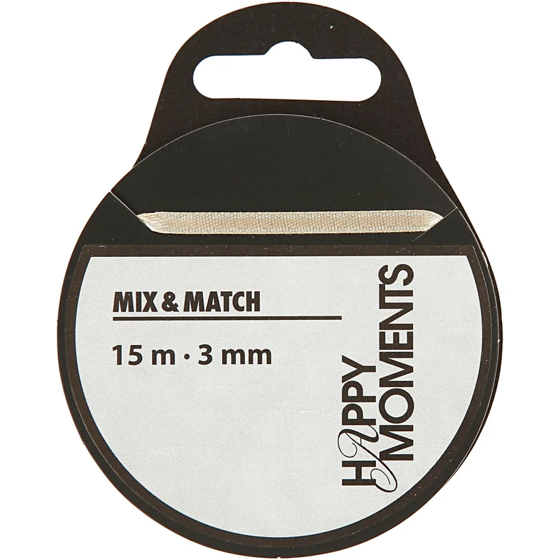 Satinband, B 3 mm, Naturweiß, 15 m/ 1 Rolle [HOB-513661]