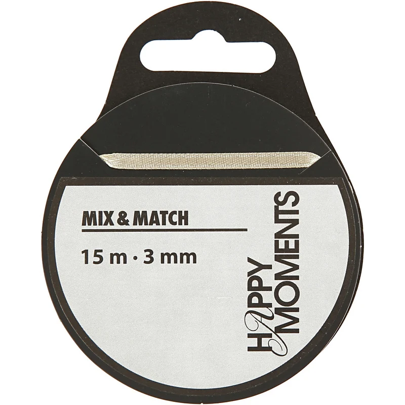 Satinband, B 3 mm, Naturweiß, 15 m/ 1 Rolle [HOB-513661]