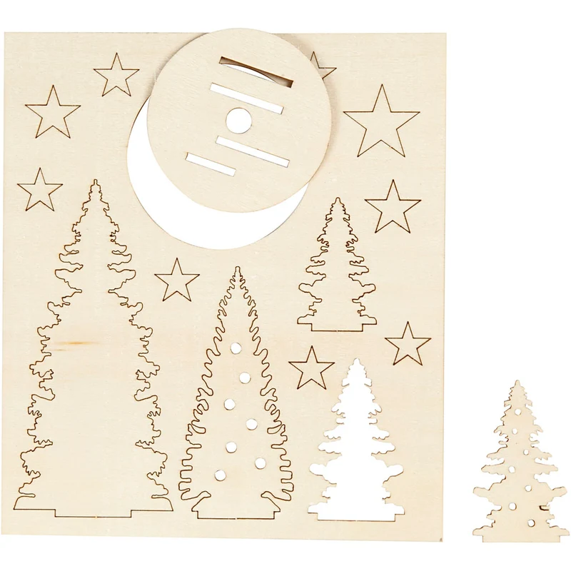 Zusammensteckbare Holzfiguren, Weihnachtsbäume, L 20 cm, B 17 cm, Dicke 3 mm, 1 Pck [HOB-57886]
