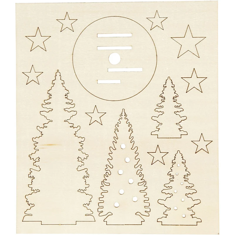 Zusammensteckbare Holzfiguren, Weihnachtsbäume, L 20 cm, B 17 cm, Dicke 3 mm, 1 Pck [HOB-57886]