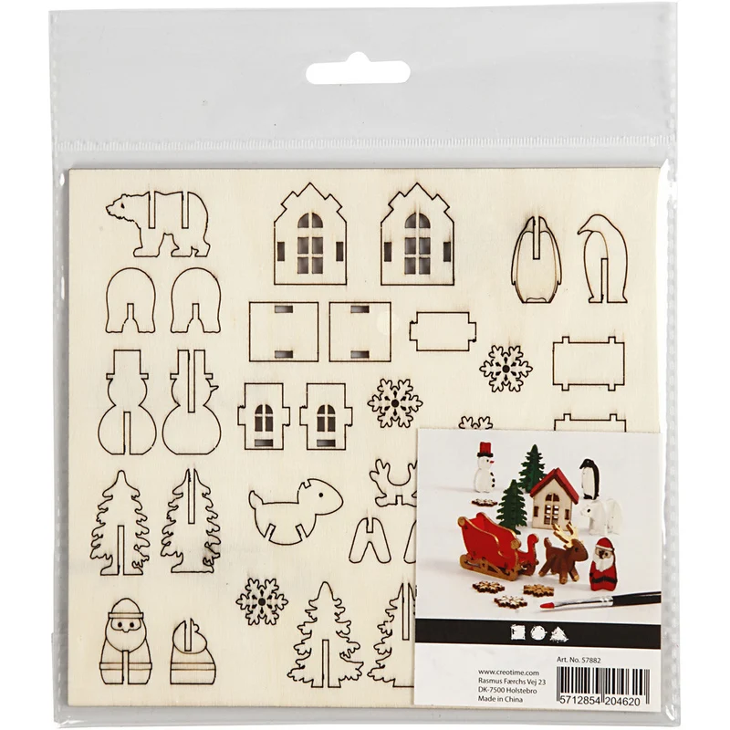 Zusammensteckbare Holzfiguren, Weihnachten, L 15,5 cm, B 17 cm, Dicke 3 mm, 1 Pck [HOB-57882]
