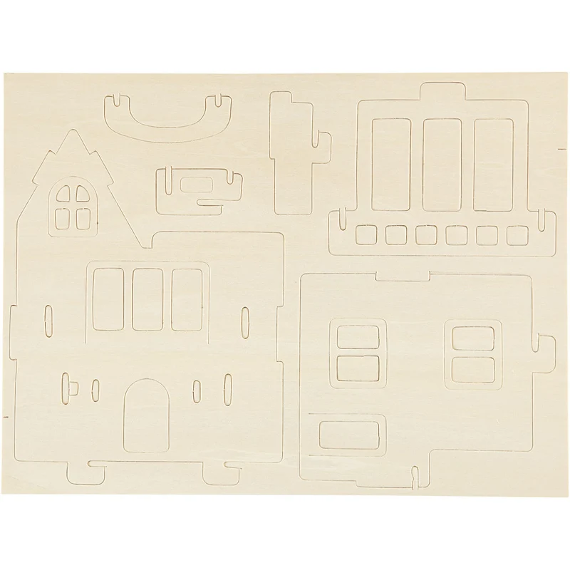 3D-Figuren zum Zusammensetzen, Haus mit Balkon, Größe 15,8x17,5x19,5, 1 Stk [HOB-57877]
