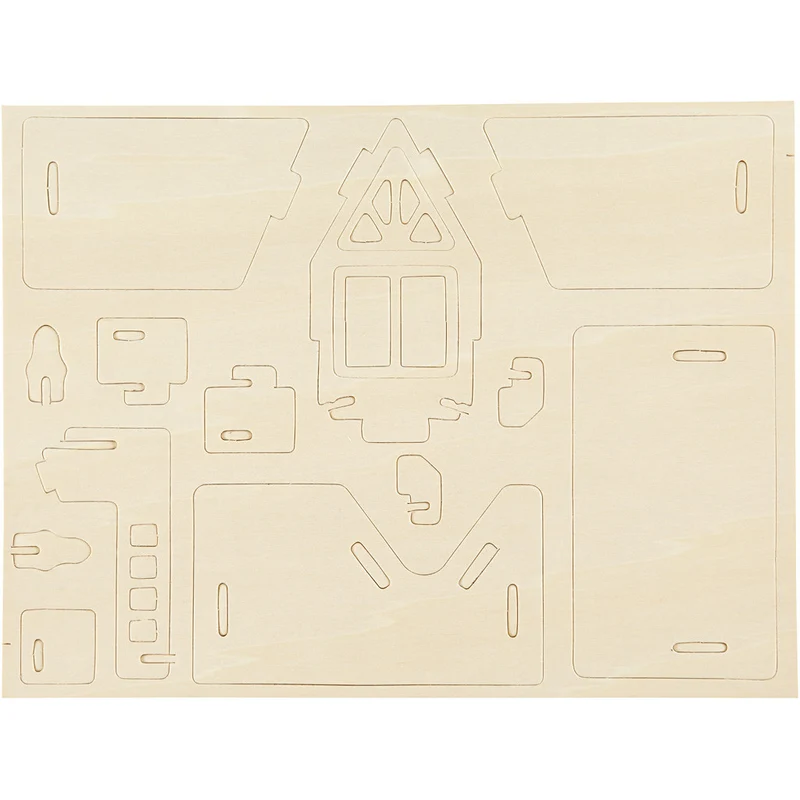 3D-Figuren zum Zusammensetzen, Haus mit Balkon, Größe 15,8x17,5x19,5, 1 Stk [HOB-57877]