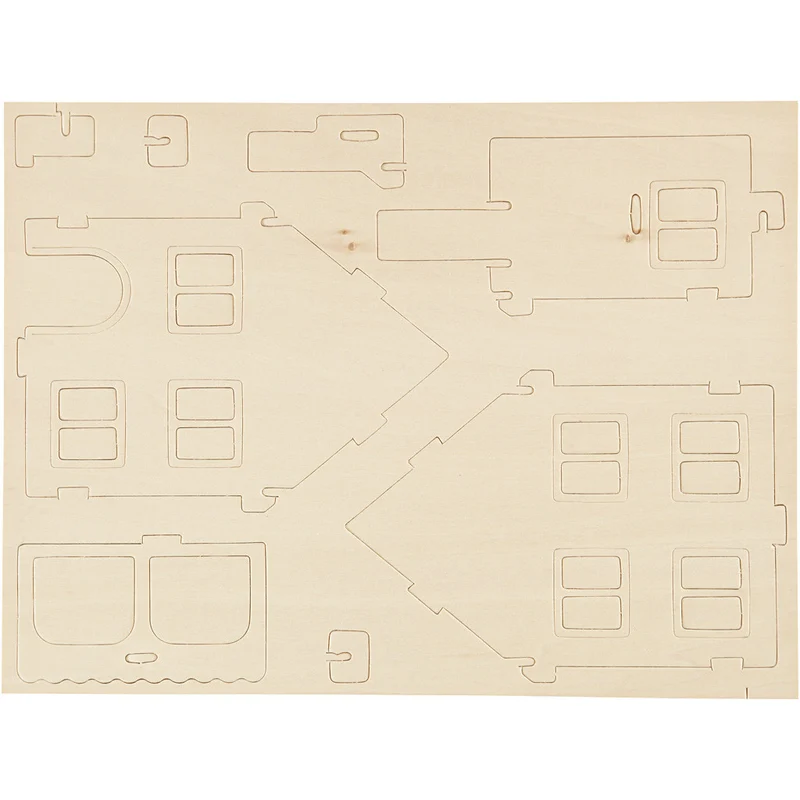 3D-Figuren zum Zusammensetzen, Haus mit Veranda, Größe 22,5x16x17,5, 1 Stk [HOB-57876]