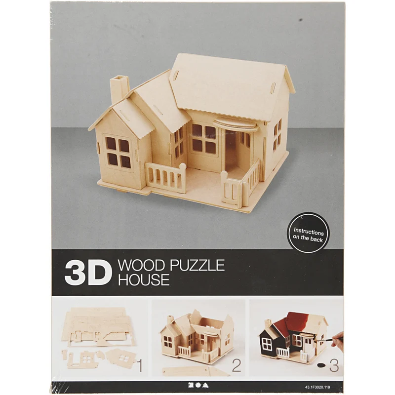 3D-Figuren zum Zusammensetzen, Haus mit Terrasse, Größe 19x17,5x15, 1 Stk [HOB-57875]