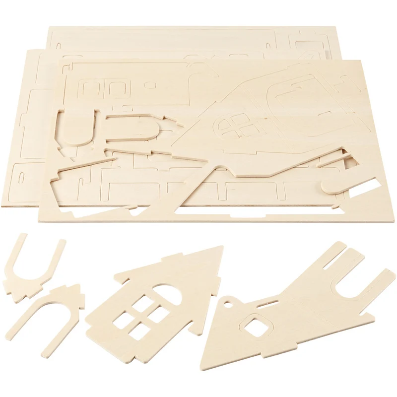 3D-Figuren zum Zusammensetzen, Haus mit Garage und Auffahrt, Größe 22,5x17,5x20,5, 1 Stk [HOB-57874]