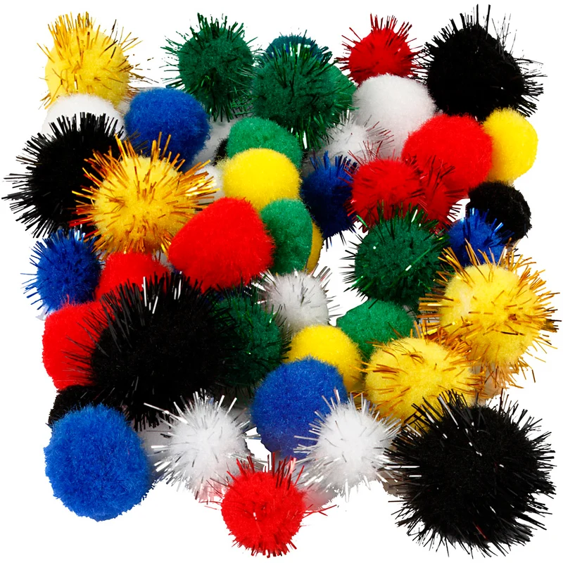 Pompons, D 15+20 mm, Sortierte Farben, 48 sort./ 1 Pck [HOB-51885]