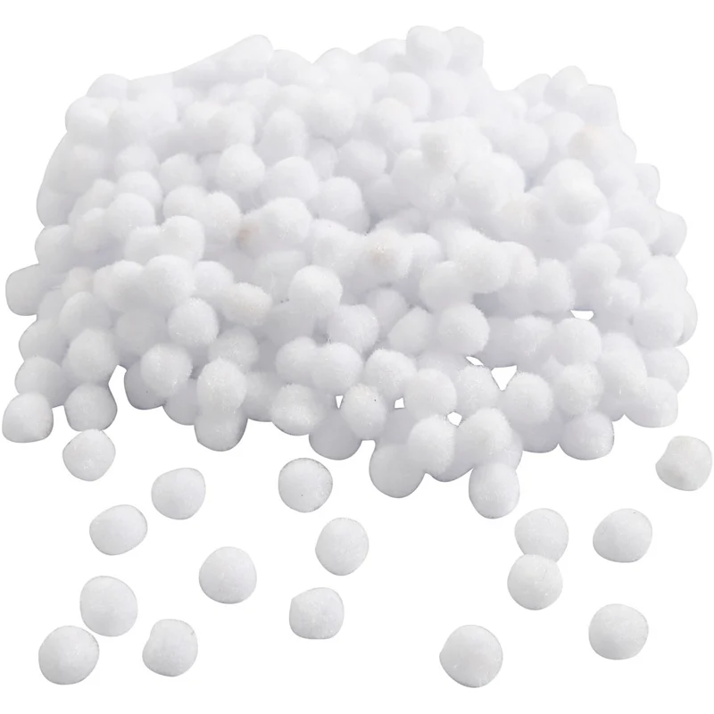 Pompons, D 10 mm, Weiß, 450Stk/ 1 Pck [HOB-51854]