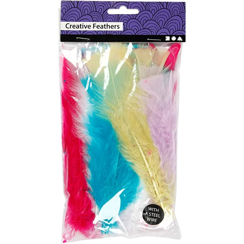Federn, L 11-17 cm, Sortierte Farben, 18 Bündl./ 1 Pck [HOB-518490]