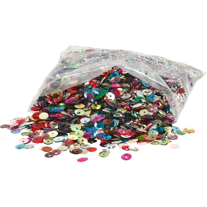 Pailletten - Sortiment, rund, Größe 6 mm, 100 g/ 1 Pck [HOB-52230]