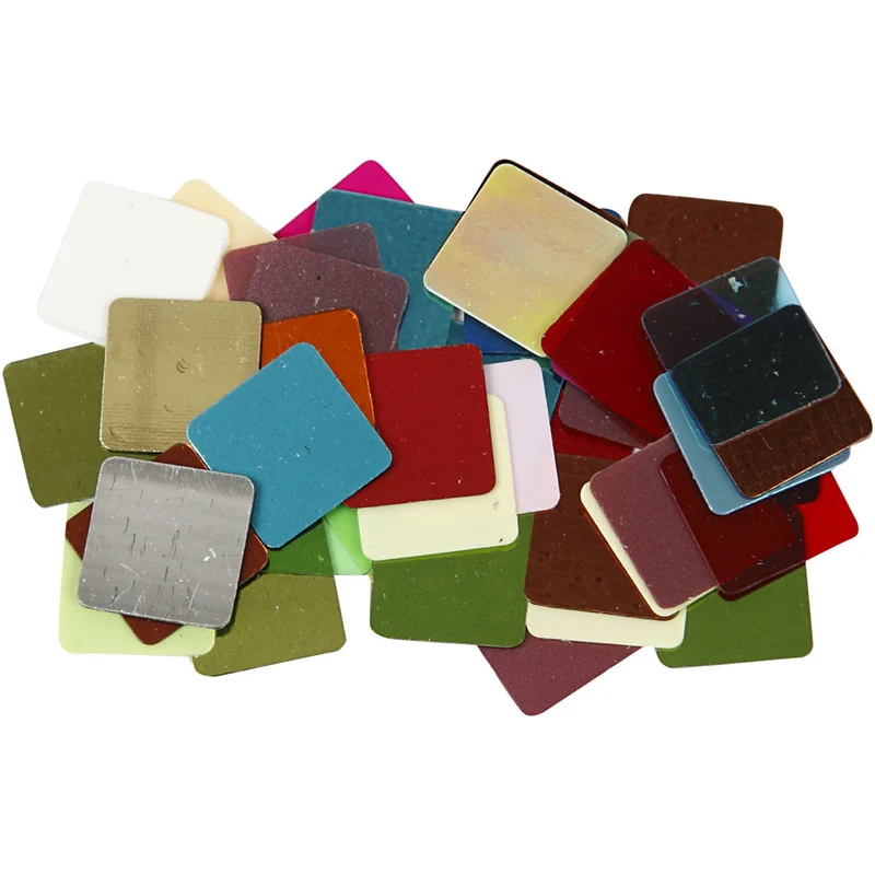 Pailletten-Mosaik, Größe 10x10 mm, ca. 6875 Stk, Sortierte Farben, 250 g/ 1 Pck [HOB-52207]
