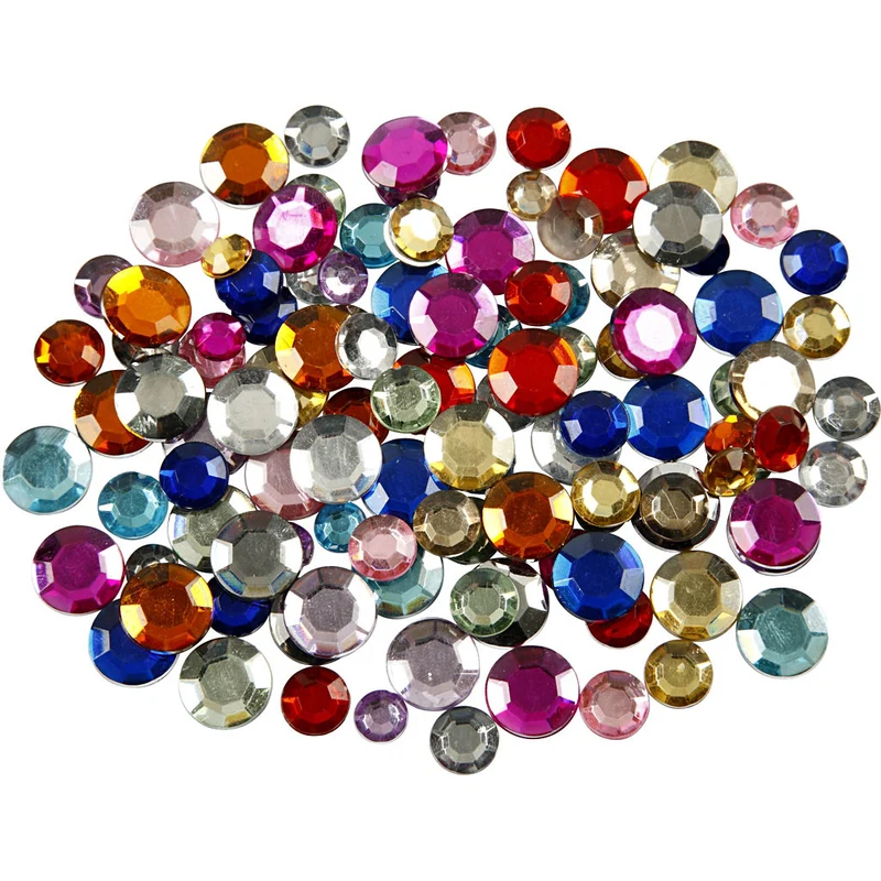 Strasssteine, rund, D 6+9+12 mm, Sortierte Farben, 3600 Stk/ 1 Pck [HOB-52201]