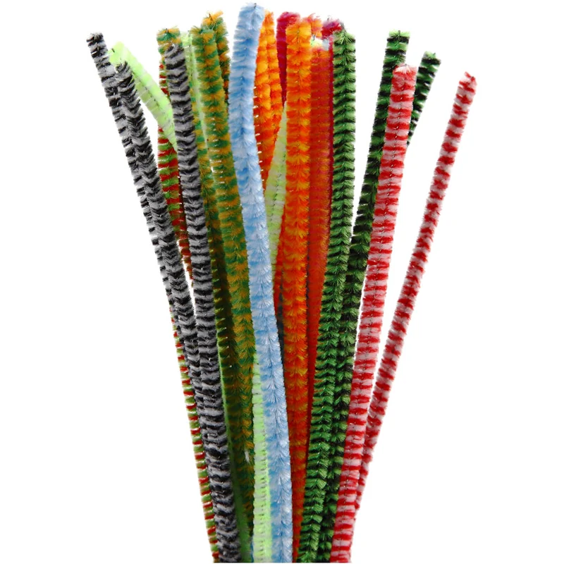 Pfeifenreiniger, gestreifter, L 30 cm, Dicke 6 mm, Sortierte Farben, 30 sort./ 1 Pck [HOB-51632]