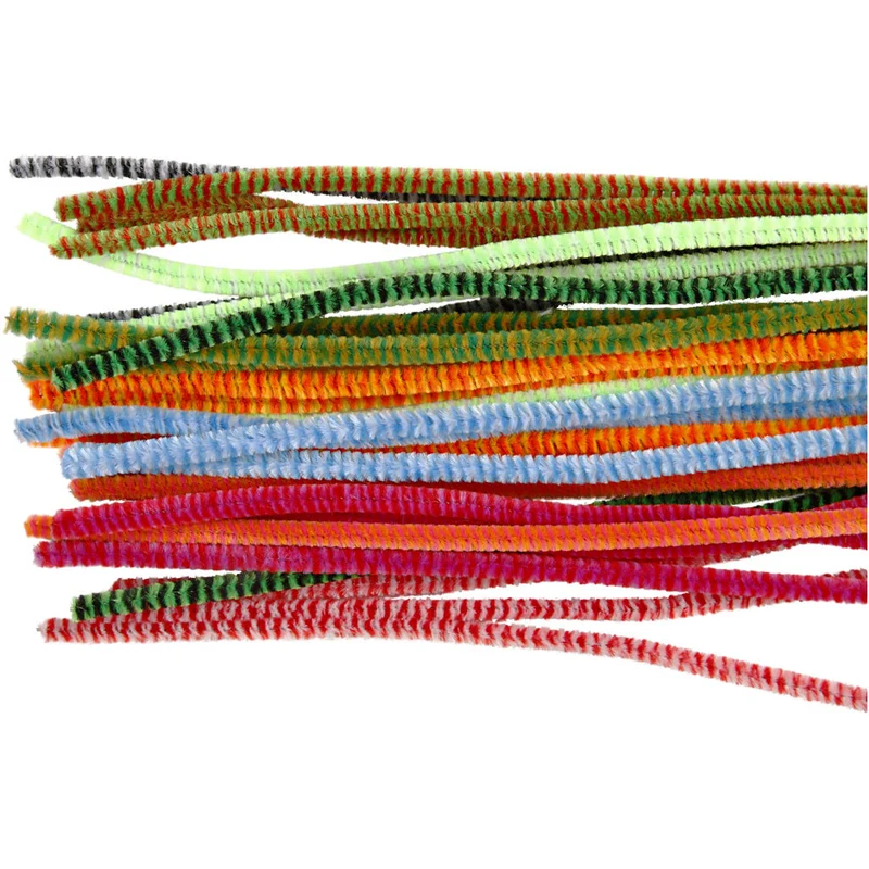 Pfeifenreiniger, gestreifter, L 30 cm, Dicke 6 mm, Sortierte Farben, 30 sort./ 1 Pck [HOB-51632]