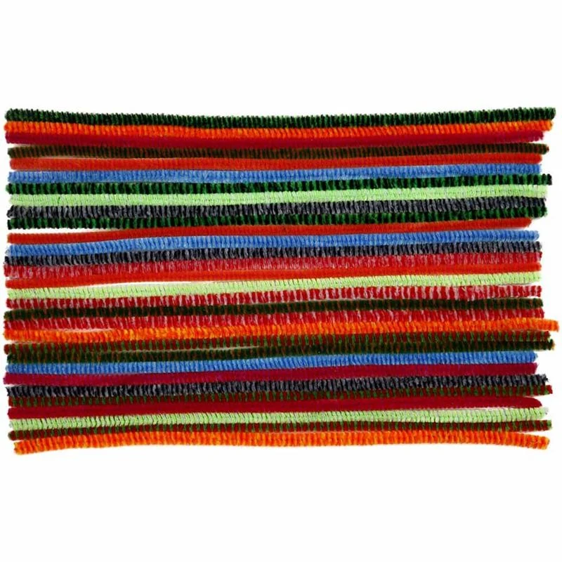 Pfeifenreiniger, gestreifter, L 30 cm, Dicke 6 mm, Sortierte Farben, 30 sort./ 1 Pck [HOB-51632]