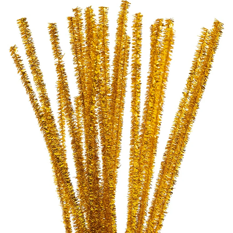 Pfeifenreiniger, L 30 cm, Dicke 6 mm, Glitter, Gold, 24 Stk/ 1 Pck [HOB-51630]