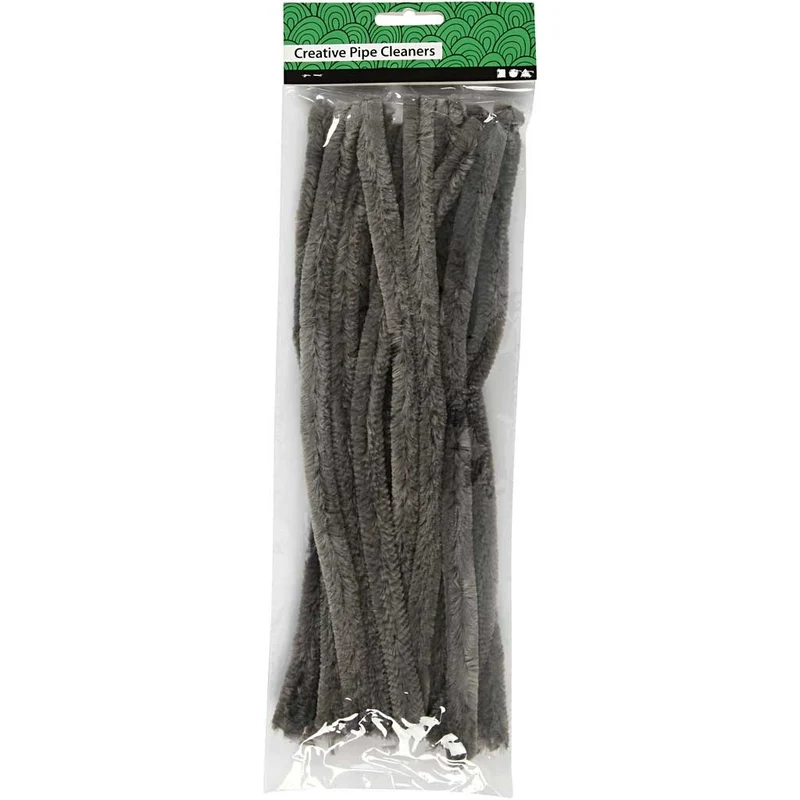 Pfeifenreiniger, L 30 cm, Dicke 15 mm, Grau, 15 Stk/ 1 Pck [HOB-51627]