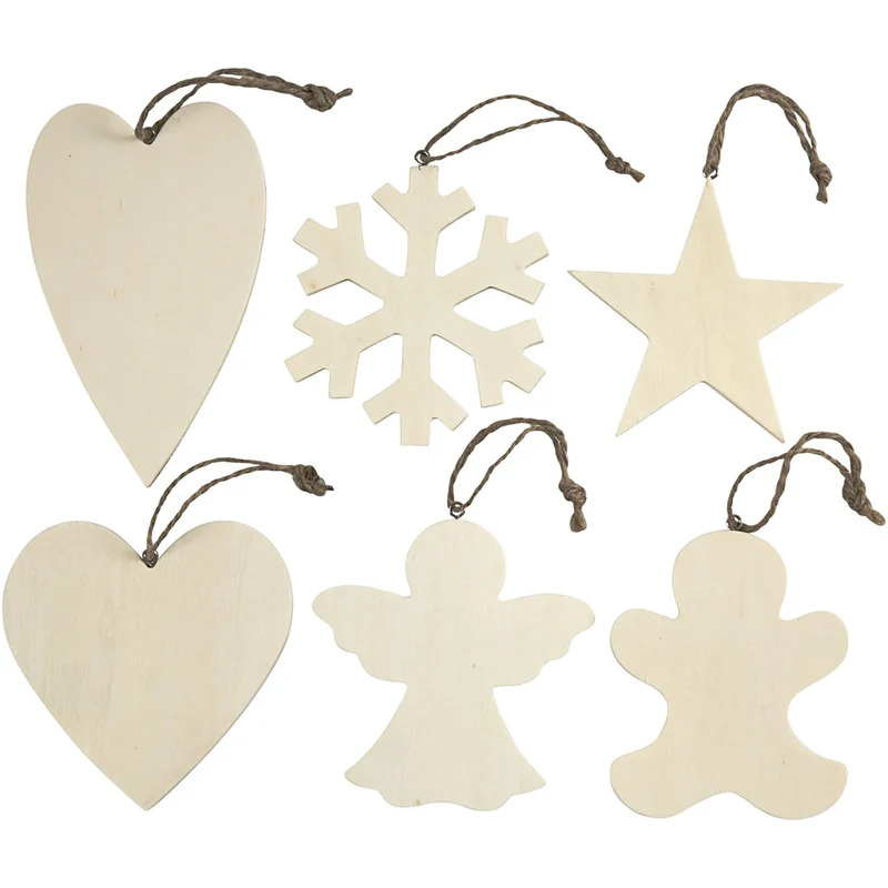 Weihnachtsanhänger, Größe 9-11 cm, Dicke 4 mm, 6 Stk/ 1 Pck [HOB-564050]
