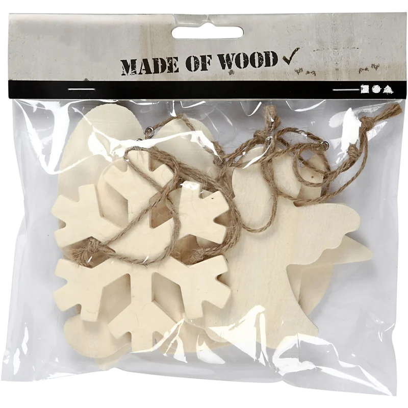Weihnachtsanhänger, Größe 9-11 cm, Dicke 4 mm, 6 Stk/ 1 Pck [HOB-564050]