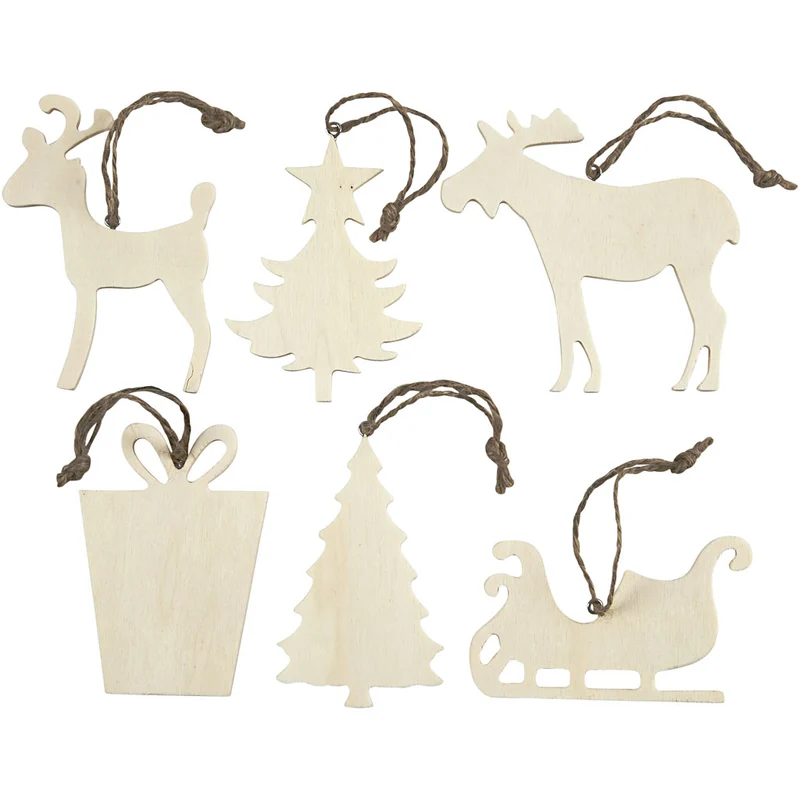 Weihnachtsanhänger, Größe 7-9 cm, Dicke 4 mm, 6 Stk/ 1 Pck [HOB-564040]