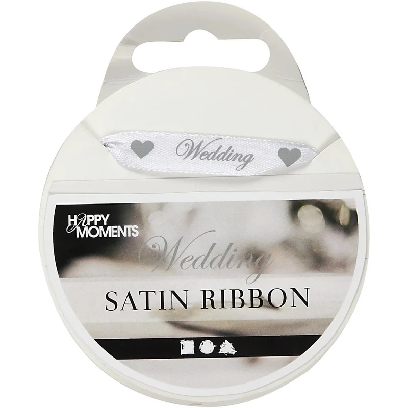 Satinband, B 10 mm, Weiß, 8 m/ 1 Rolle [HOB-513501]