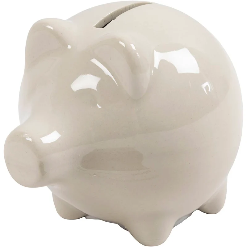 Sparschwein, H 8 cm, B 8,5 cm, Naturweiß, 10 Stk/ 1 Pck [HOB-556391]