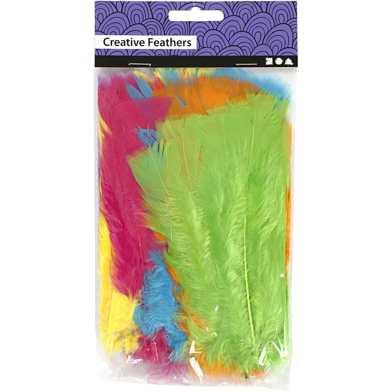 Federn, L 11-17 cm, Sortierte Farben, 18 Bündl./ 1 Pck [HOB-518460]