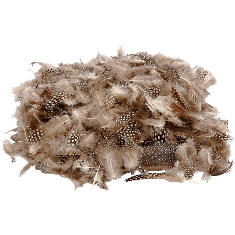 Perlhuhnfedern , ca. 1000 Stk, Natur, 50 g/ 1 Pck [HOB-51822]