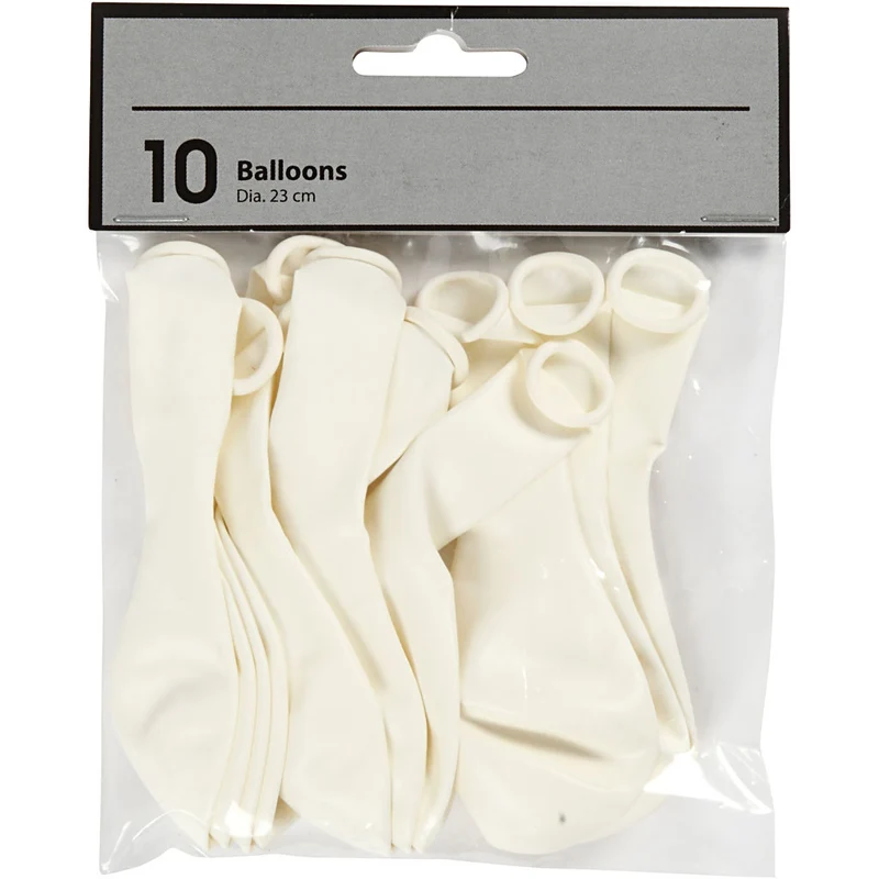 Ballons, D 23 cm, Weiß, 10 Stk/ 1 Pck [HOB-592001]