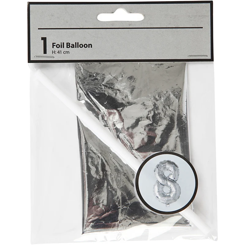 Folienballon, 8, H 41 cm, Silber, 1 Stk [HOB-59192]