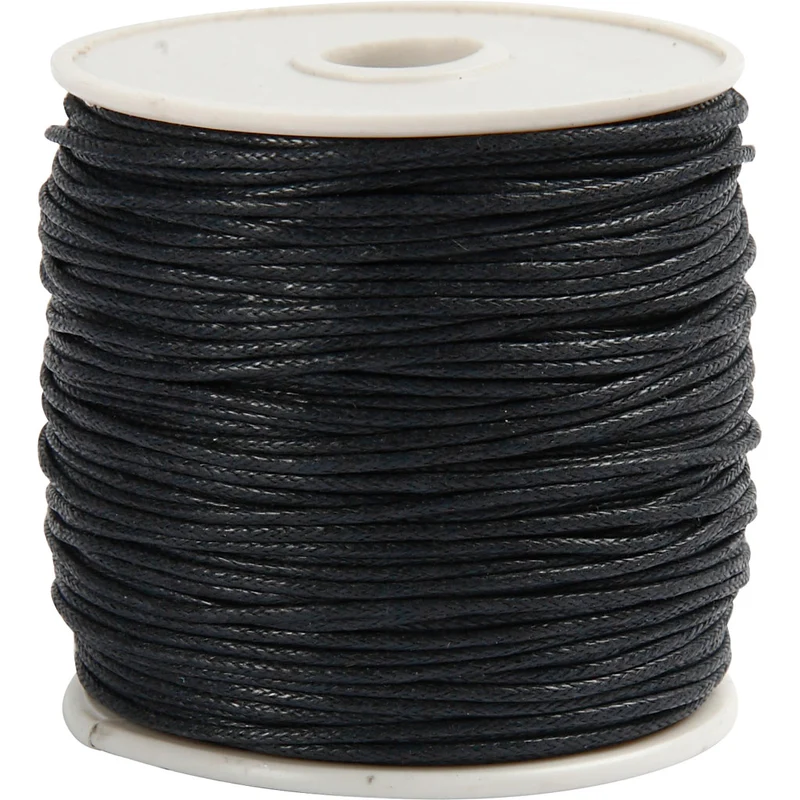 Baumwollschnur, Dicke 1 mm, Schwarz, 40 m/ 1 Rolle [HOB-51580]