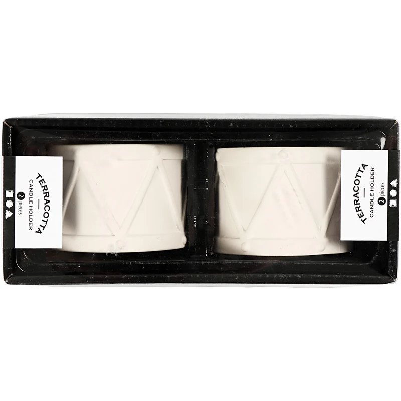 Kerzenständer, H 6,6 cm, D 9,3 cm, Lochgröße 2,2+4 cm, Weiß, 2 Stk/ 1 Pck [HOB-50575]