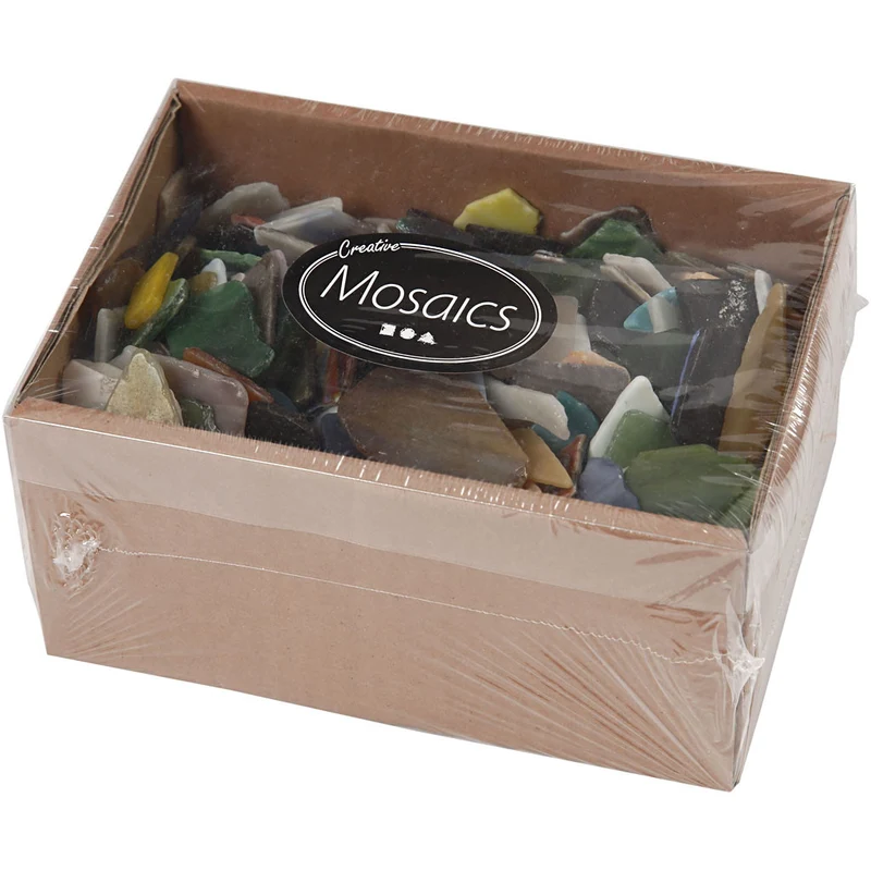Mosaiksteine, Größe 15-60 mm, Dicke 5 mm, Inhalt kann variieren , Sortierte Farben, 2 kg/ 1 Pck [HOB-55548]