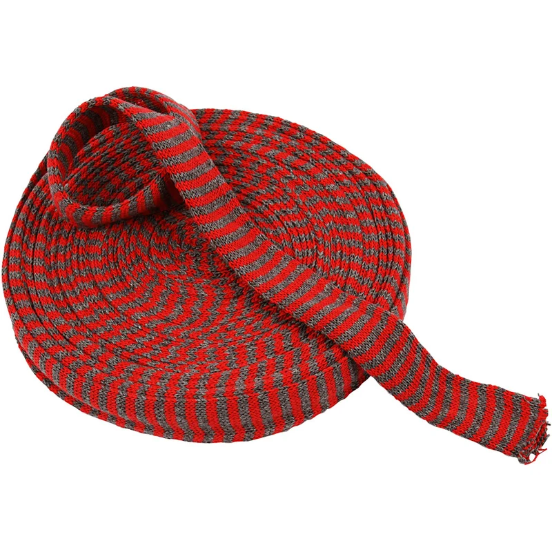 Strickschlauch, B 30 mm, Weihnachtsrot/Grau, 10 m/ 1 Rolle [HOB-53131]