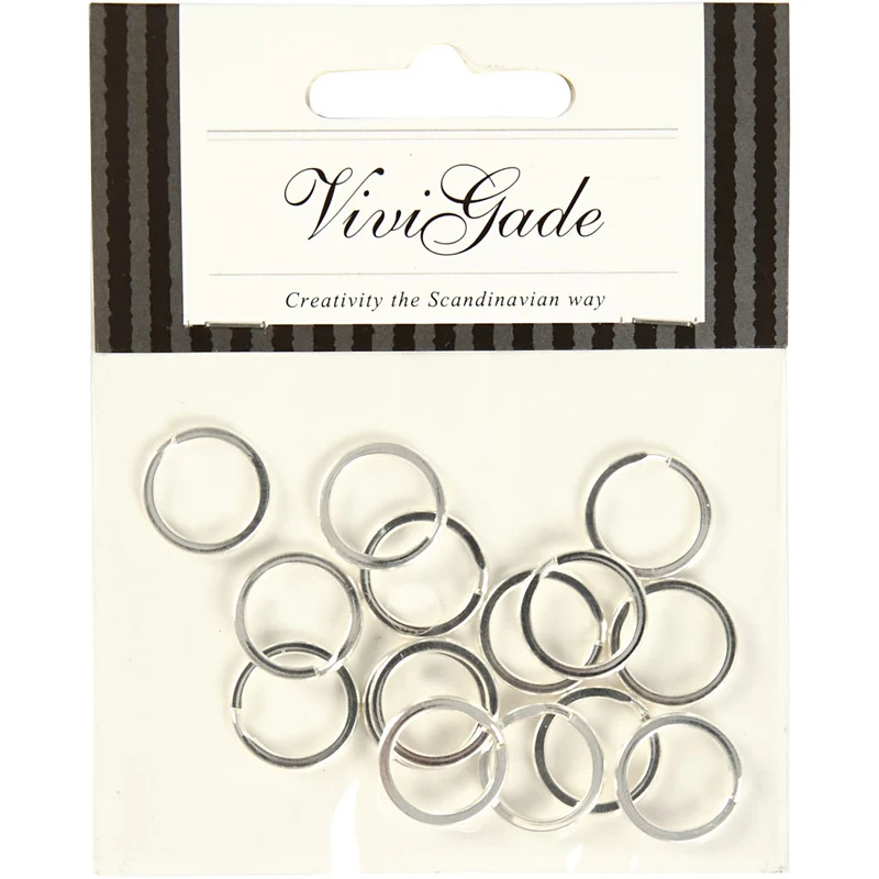 Spaltring, D 15 mm, Versilbert, 15 Stk/ 1 Pck [HOB-52609]