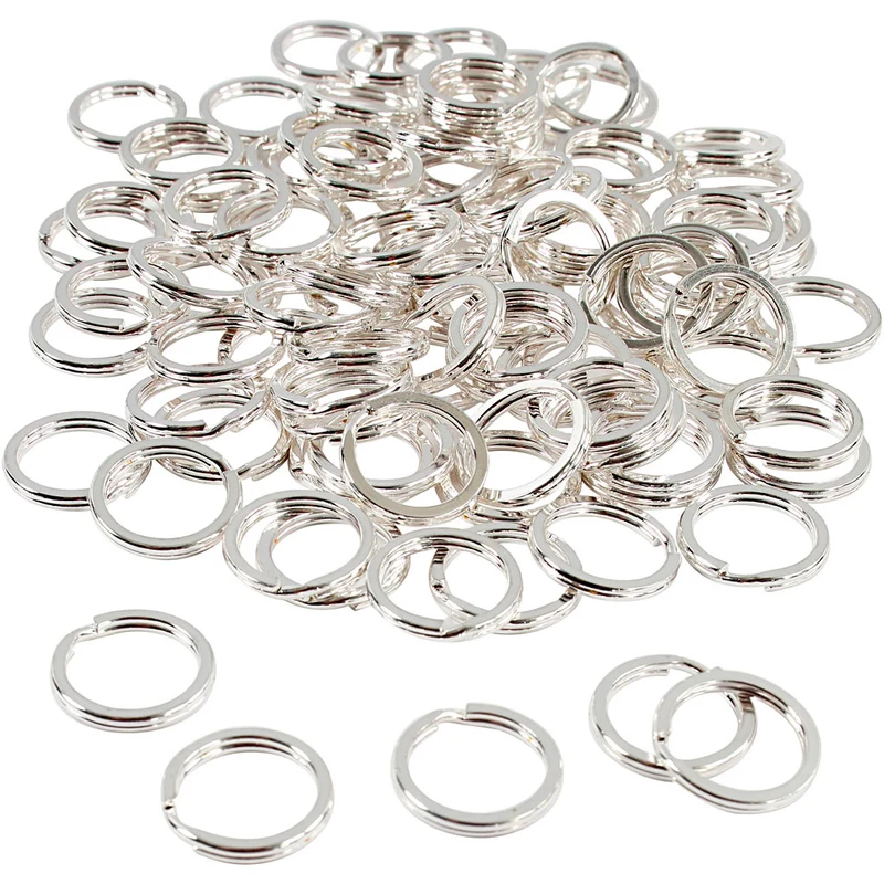Spaltring, D 15 mm, Versilbert, 100 Stk/ 1 Pck [HOB-52605]