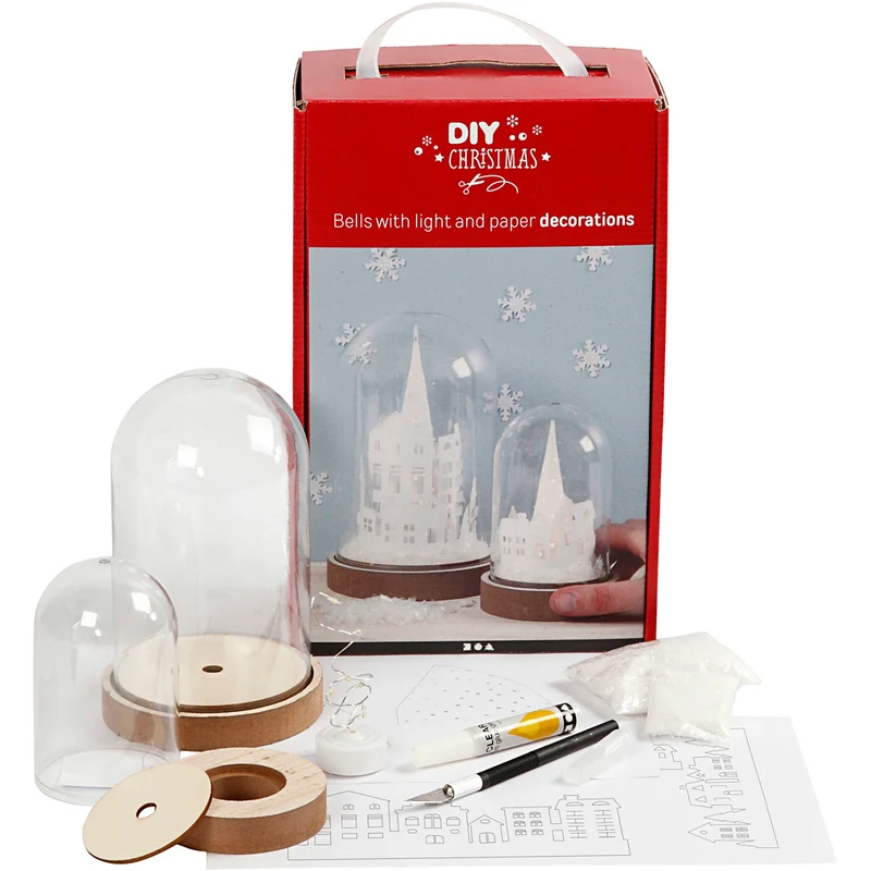 DIY-Set für Deko-Szenen unter Plastikglocken, H 12,5+18 cm, 2 Stk/ 1 Pck [HOB-52167]