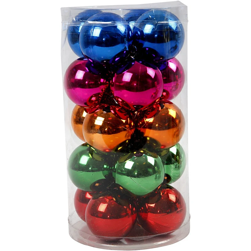 Weihnachtskugeln, D 6 cm, Kräftige Farben, 20 Stk/ 1 Pck [HOB-52165]