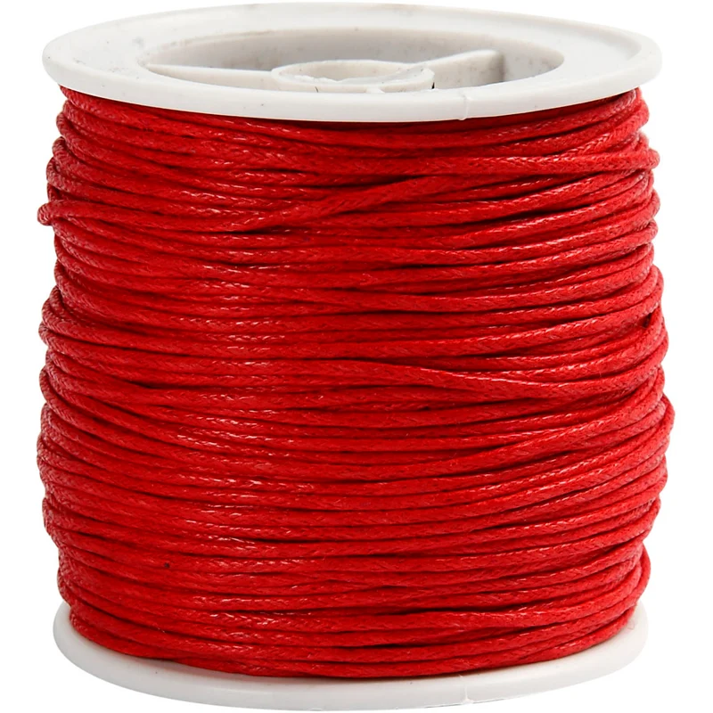 Baumwollschnur, Dicke 1 mm, Rot, 40 m/ 1 Rolle [HOB-51571]