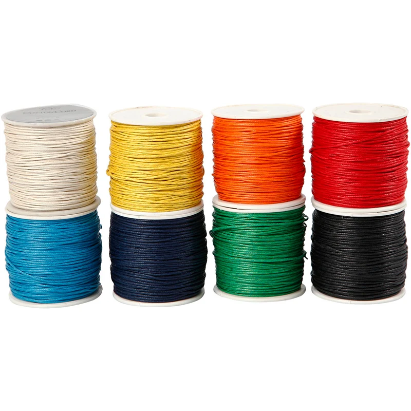 Baumwollschnur, Dicke 1 mm, Sortierte Farben, 8x40 m/ 1 Pck [HOB-51567]