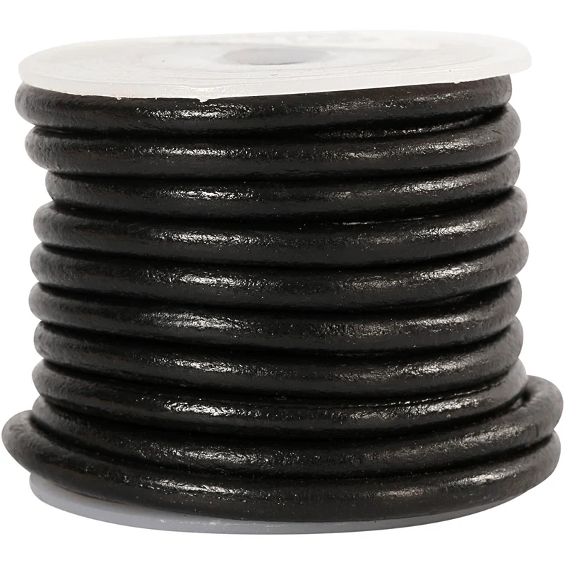 Lederband, Dicke 4 mm, Schwarz, 5 m/ 1 Rolle [HOB-51566]