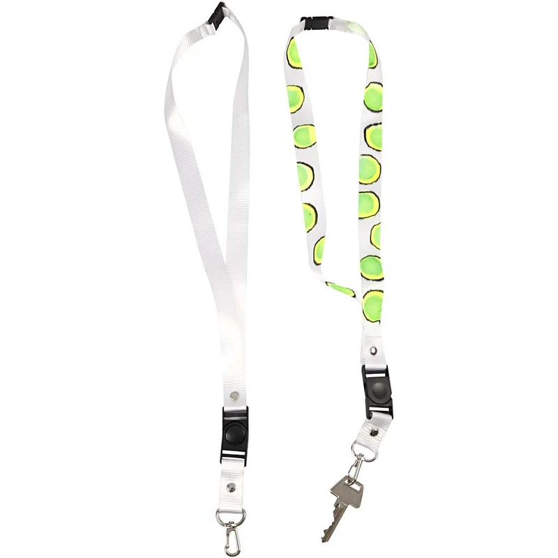 Schlüsselband, L 53 cm, B 2 cm, Weiß, 5 Stk/ 1 Pck [HOB-47401]