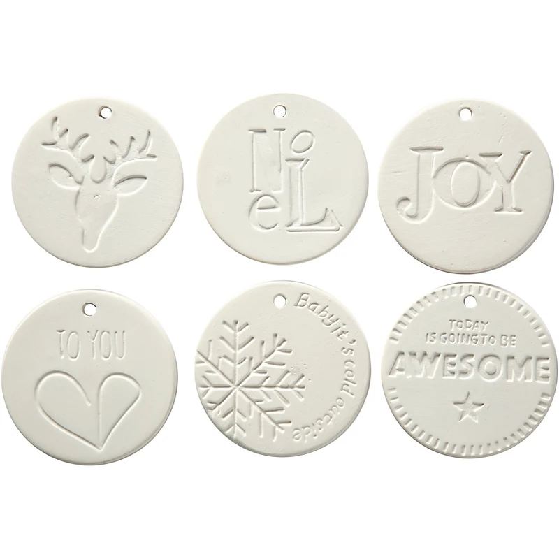 Medaillons zum Aufhängen, Größe 7x7 cm, Dicke 0,6 cm, Weiß, 24 Stk/ 1 Pck [HOB-50494]