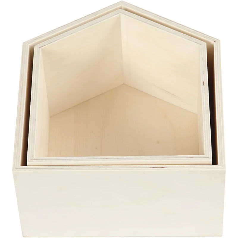 Aufbewahrungskästen, Häuser, H 22,5+25 cm, T 12,5 cm, B 19,5+22,5 cm, 2 Stk/ 1 Set [HOB-56163]
