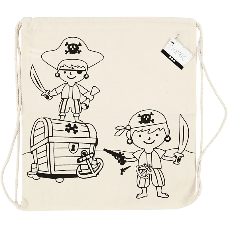 Turnbeutel, Piraten, Größe 37x41 cm, 110 g, Hellnatur, 1 Stk [HOB-499651]