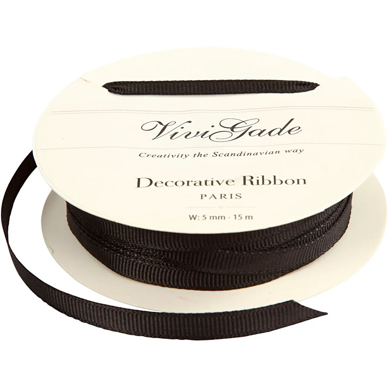 Zierband, B 6 mm, Schwarz, 15 m/ 1 Rolle [HOB-52480]